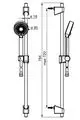 Wandstangengarnitur aus Chrom mit Handbrause und verstellbarem Halter. Ideal für die Montage an einer Wand im Badezimmer. Produkt von HANSA.